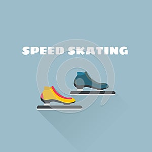 Speed skating flat vector illustration.