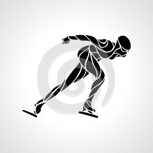 Speed skating. Vector illustration in the wavy style