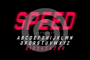 Speed style font, alphabet letters