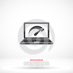 Speed test laptop vector icon , lorem ipsum Flat design