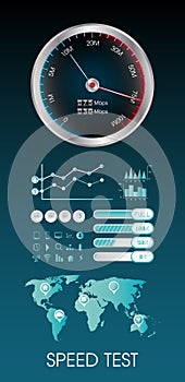 Speed test meter with speed test info graphic element