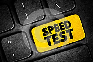 Speed Test text button on keyboard, concept background
