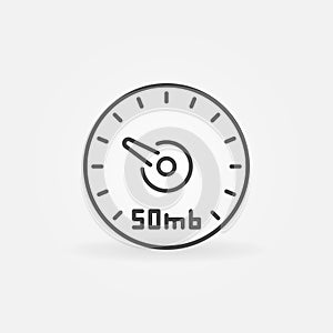 Speed Test vector linear icon. 50 Mb Internet Speed symbol