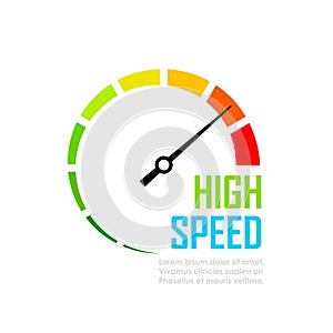 Speed tester dial face vector icon photo