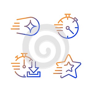 Speed and time gradient linear vector icons set