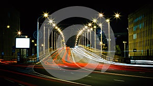 Speed Traffic - Light Trails On City Road At Night