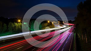 Speed Traffic - light trails on motorway highway at night
