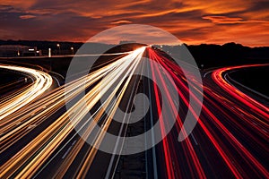 Speed Traffic - light trails on motorway highway at night