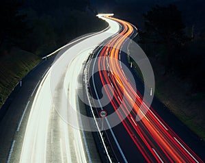 Speed Traffic - light trails on motorway highway at night, A8
