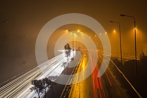 Speed Traffic - light trails on motorway highway at night