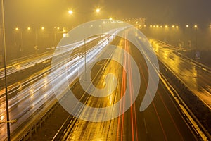 Speed Traffic - light trails on motorway highway at night