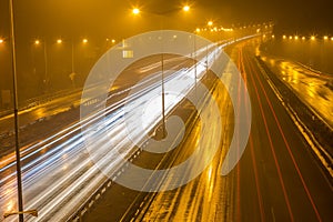 Speed Traffic - light trails on motorway highway at night