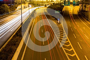 Speed Traffic - light trails on motorway highway at night