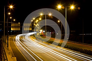 Speed Traffic - light trails on motorway highway at night