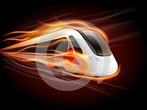 Speed Train Fire Black Background Design