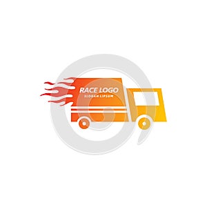 Speed van car Logo Event, Fire van Logo, Speed Fire logo design vector,