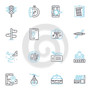 Speed and velocity linear icons set. Accelerate, Momentum, Velocity, Quickness, Dash, Haste, Celerity line vector and