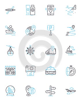 Speed and velocity linear icons set. Accelerate, Momentum, Velocity, Quickness, Dash, Haste, Celerity line vector and