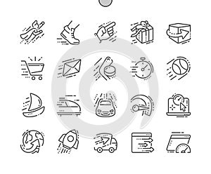 Speed Well-crafted Pixel Perfect Vector Thin Line Icons 30 2x Grid for Web Graphics and Apps.