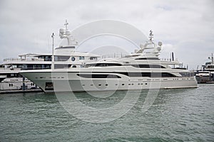 Speed yachts near tropical island in Key West