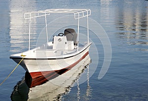 Speedboat anchored at the coast
