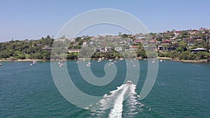 Speedboat Heading Towards Milk Beach in Sydney Harbour Suburbs