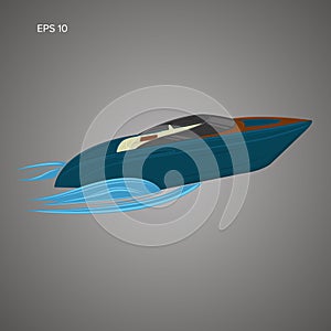 Speedboat illustration. Luxury boat vector. Streamline