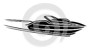 Speedboat isolated illustration. Luxury boat vector. Streamline