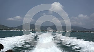 Speedboat leaving Phuket, Thailand.