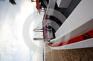 Speedboat on morning beach