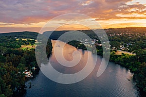 Speedboat on Nepean River at sunset