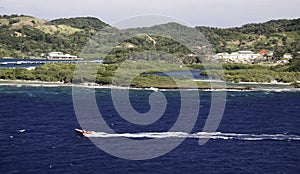 Speedboat off Island of Roatan photo