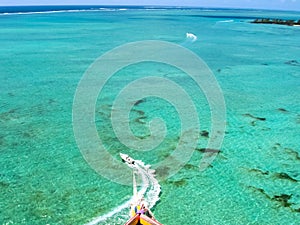 Speedboat with parasailing