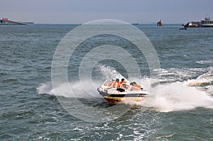 Speedboat and people