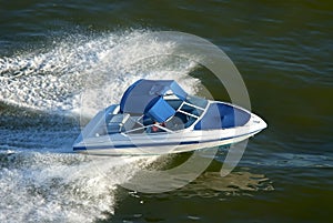 Speedboat speeding