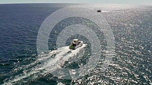 Speedboat Vessel Sailing on Open Sea Near Cabo San Lucas, Famous Mexico