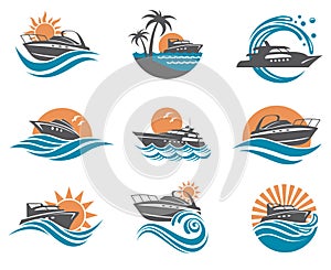 Speedboat and yacht icons