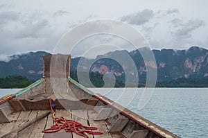 Speeding across Cheow Lan lake