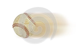 A Speeding baseball isolated on white