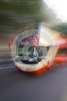 Speeding bus through London