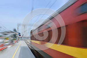 Speeding fast train