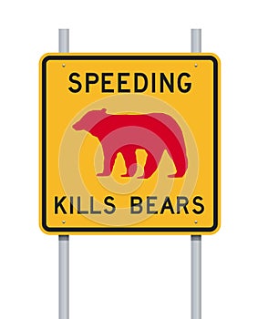 Speeding Kills Bears road sign