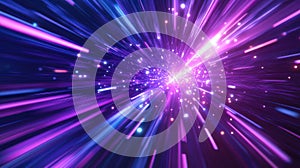 Speeding light rays creating abstract vibrant tunnel effect