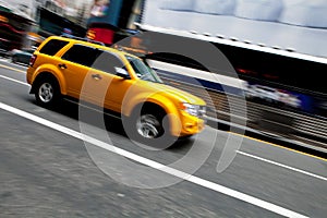 Speeding NYC Taxi SUV