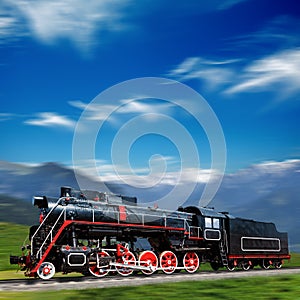 Speeding old locomotive