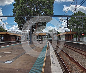 Speeding Passenger Train moving through Station in Sydney CBD NSW Australia