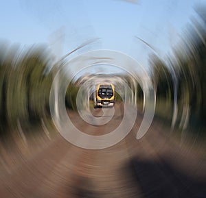 Speeding Passenger Train moving through Station in Sydney CBD NSW Australia