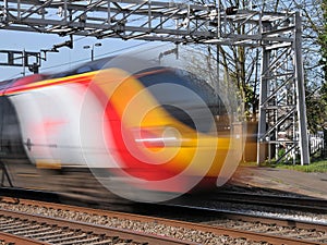 Speeding pendolino train