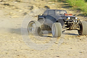 Speeding radio controlled car