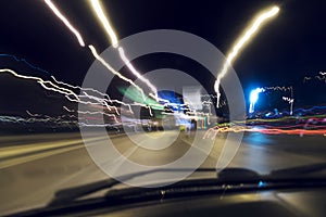 Speeding on the road at night